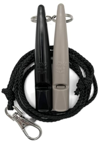 ACME Hundepfeife No. 211,5 mit Pfeifenband | Im Doppelpack | 2 Pfeifen inklusive 2 Bänder | Ideal für den Rückruf - Laut und weitreichend (Black + Mink)