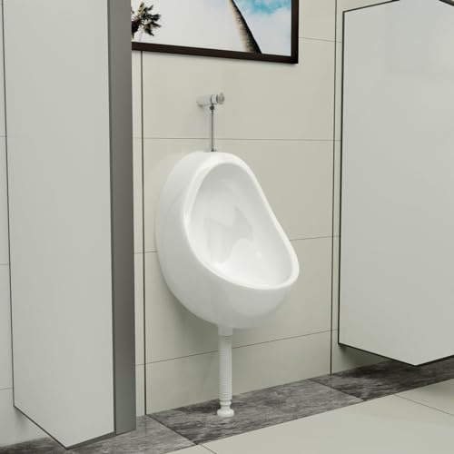 Homgoday Urinoir Suspendu avec Chasse d'eau en céramique Blanche, Meubles de Maison intérieur extérieur Salon Chambre k