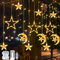 Sunshine smile Lichterkette Mond Sterne,Ramadan Licht Stern Mond Lichterketten,138 LED Star Moon Vorhang Lichterkette,8 Modi Lichtervorhang USB & Batterie Betriebene mit Fernbedienung