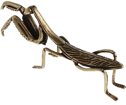 Amosfun Messing-Gottesanbeterin-Statue Retro-Gottesanbeterin-Figur Feng-Shui-Tier Gartenskulptur Tischdekoration Für Frühlingsfeste Zuhause Teetischdekoration Golden