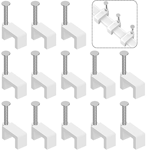 Kabel-Clips, 8 mm, flache Ethernet-Kabel-Clips, Kabelklemmen, Koaxialkabel-Clip, Lautsprecher, Drahtclips, Kabelnägel für Kabel Cat5/Cat5e/Cat6/Cat7, RJ45, 1000 Stück
