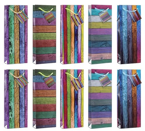 Laro Premium Weinflaschentüten Geschenkverpackung Blumen 10-100 Stk, Anzahl:20, Muster Tüten:Streifen