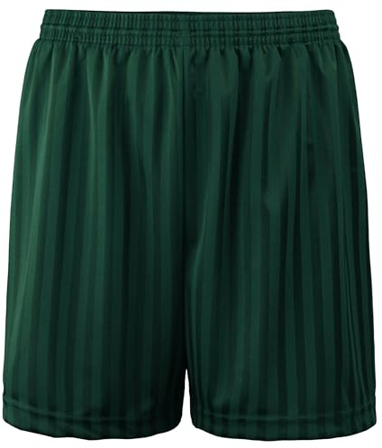 JJLC Boys Girls School Sports Shorts PE Football Shadow Stripe Shorts (Bottle Green, 7-8 Years)