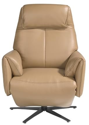 Ángel Cerdá – Relax-drehsessel Aus Sandfarbenem Leder, 79 X 83 X 108 cm – Komfort und Eleganz Mit Elektrischen Entspannungsmechanismen und USB-anschluss, Zum Lesen, Liegen, Für das Wohnzimmer