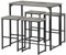 GOKHOMX Bartisch mit 4 Hockern, Set hoher Bartisch mit 4 Hockern, Esstisch für Bar, hoch und Hocker, Tisch für Küche und Stühle, platzsparend, für Haus, Küche, Taverne, Grau