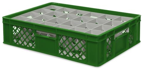 BRB Gläserkiste 600x400 mm für 15, 24, 33 oder 40 Gläser, farbig (Grün, für 24 Gläser Ø 87 mm, Glashöhe max 122 mm)