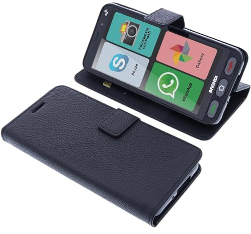 foto-kontor Custodia a libro compatibile con Brondi Amico Smartphone S+B Nero cover di colore nero