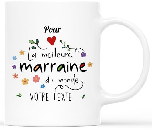 CADEAU PLUS Mug Pour La Meilleure Marraine Du Monde - Cadeau Baptême, Tasse Parrain Marraine