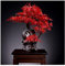Künstlicher Bonsai-Baum, künstlicher Bonsai-Baum mit Pflanzgefäß aus Keramikboden, Sockel und weißer Mönchsfigur, künstliche Bonsai-Baumpflanze für Zimmerpflanzen, Zen-Feng-Shui-Dekoration, künstlich
