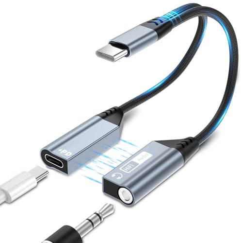 Quanlex 2 in 1 Magnetic USB C to 3.5mm Headphone jack adapter and Charger, USB C to Aux Audio Jack Hi-Res 32bit/384kHz with PD 60W Fast Charging Dongle Cable for iPhone 16/15, Galaxy S24 S23 iPad
