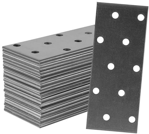 Repa Market Flat Metal Brackets Mending Plates - 100 x 40 mm / Pack of 6 - Heavy Duty Steel Plate Brackets - Metal Joining Plates for Wood - Home Improvement Flat Wall Joining Plates (4 x 1.50)