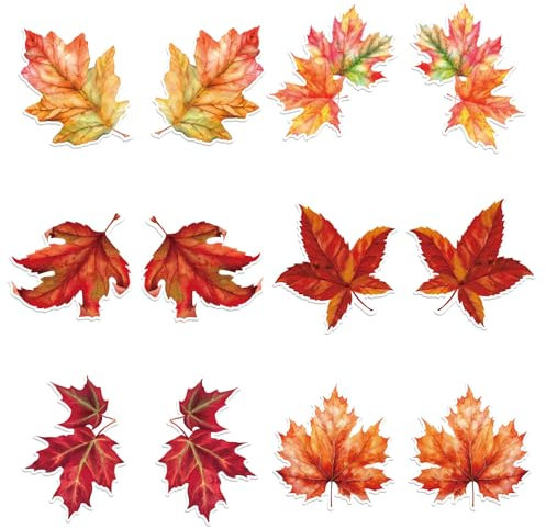 MWOOT 12 Piezas Hoja de Arce Mosquitera Puerta Imanes, Anticolisión Patio Screen Door Protector Magnets Double Sided, Magnetica Mosquitera Puerta Imanes, Imanes Nevera, Decoración Fridge Magnets