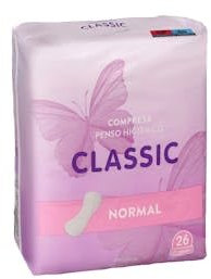 Normale Damenbinden ohne Flügel, klassisch, Packung mit 26 Stück, 3 Stück