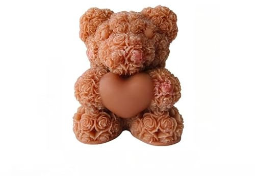Rose Bear Candle Scented Candle Gift Valentine's Day Gift Soy Blend Wax Relaxing Aromatherapy Air Freshener Creative Home Decor(Brown)