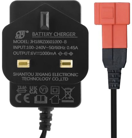 Tosiicop 6V Battery Charger for Kids Quad Bikes - 6Volt 1000mA Chargers for Ride on Toys Car Universal Power Adapter for Childs Electric Cars Motorbike SUV Sports Car ATV (6V Battery Charger Red)