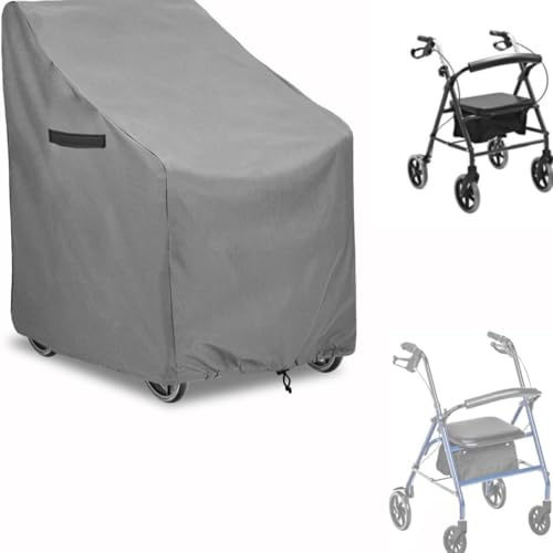 4-Rad Walker Abdeckung, Rollator Abdeckung, im Freien zum Schutz vor Staub, Wind und Sonne platziert, 28,5 Zoll lang, 26 Zoll breit, 35,4 Zoll hoch, geeignet für eine Vielzahl von Vierradlaufern (Grau