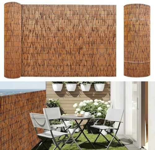 Rouleau de clôture en bambou naturel pour jardin, jardin, jardin, balcon, terrasse (80 cm x 28 m)