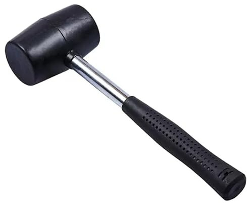 16OZ RUBBER MALLET | Heavy Duty Rubber Hammer with Steel Shaft & Comfortable Grip Non Slip Rubber Handle | Soft Face Mallet for Flooring Tiling Tent Pegs Carpentry Woodworking DIY Camping &General Use
