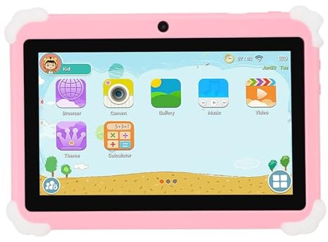 FAUOSWUK Tablet da 7 Pollici, Rom da 16 GB con Doppia Fotocamera Bluetooth WiFi, per 7.0 Schermo HD 1024x600 Luce Blu Bassa (Rosa)