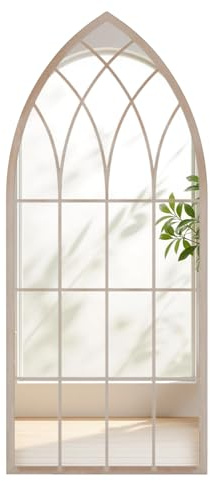 COSTWAY Specchio da Parete, Specchio a Finestra in Stile Rustico con Cornice Metallica, Specchio Decorativo Antideflagrante per Soggiorno Ingresso Camino, 115 x 50 cm
