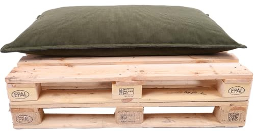 TexDeko® Cord Palettenkissen 120x60x18 cm (nur Sitzkissen) Dunkelgrün | Weicher Cordstoff, wasserabweisend, UV-beständig, waschbarer Bezug, Indoor & Outdoor Palettenpolster, 320 g/m² Stoffgewicht