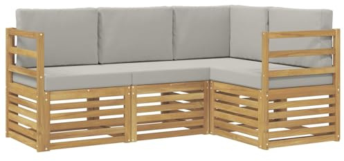 vidaXL Sofagarnituren 4 pcs Weiß und Hellgrau 185,5 x 126,5 x 73 cm, Garten Lounge Set, modernes Sofa, gemütliche Terrassenmöbel für die perfekte Sitzgelegenheit