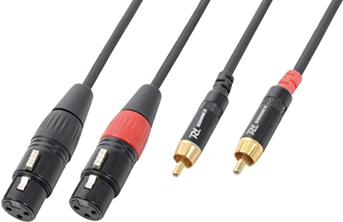 PD Connex - Signalkabel Audiokabel 2x XLR weiblich - 2x RCA männlich - 1,5 Meter, XLR auf Chinch, Tonkabel, Soundtechnik, störungsfreie Tonkabel-Verbindung, Adapter, Boxenkabel