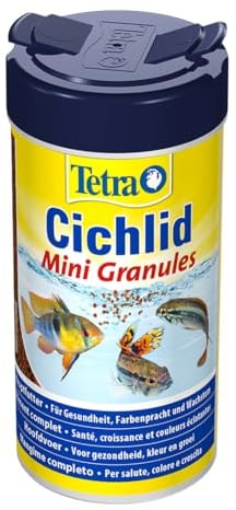 Tetra Mini Cichlid Granules - Hauptfutter Mix mit 2 verschiedenen Mini-Granulaten für kleine Cichliden, 250 ml Dose