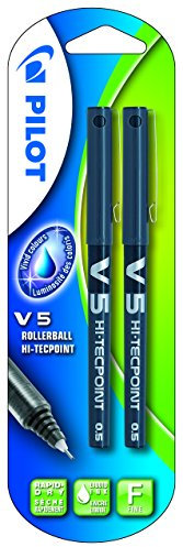 Pilot V5 Liquid Ink Rollerball 0.5 mm Tip (Pack of 2) - Black