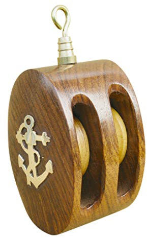Sea-Club Doppel-Blockrolle Seilrolle Holz, Messing