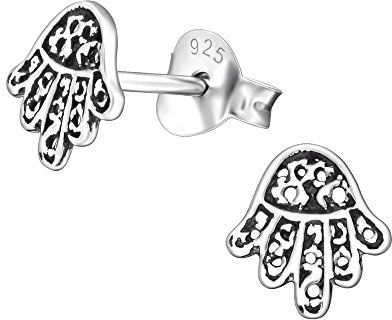 Laimons Damen-Ohrstecker Damenschmuck Hand der Fatima oxidiert aus Sterling Silber 925