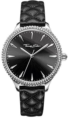THOMAS SABO Unisex Erwachsene Analog Mechanik Uhr mit Leder Armband WA0322-221-203-38
