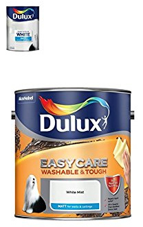 Dulux Matt Paint, 2.5 L (Pure Brilliant White) ) Easycare Washable and Tough Matt (White Mist)