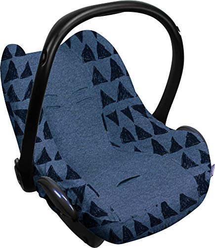 Original Dooky Seat Cover Schonbezug Dark Blue Tribal für Babyschale Universalgröße geeignet für 3 und 5 Punkt Gurtsystem Autositz, für Altersgruppe 0+, blau/schwarz