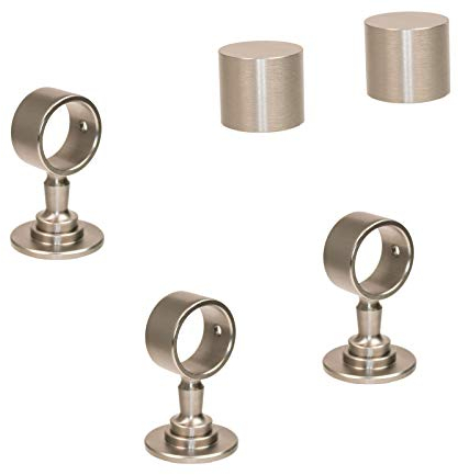 2 Endkappen und 3 Seilträger Nickel matt für 30mm Handlaufseil