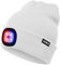 ATNKE LED Beleuchtete Mütze,Wiederaufladbare USB 4 LED Rot und Blau Leuchten Blinkender Laufmütze mit Licht Extrem Heller Lampe Winter Warme für Herren und Damen Geschenke/White