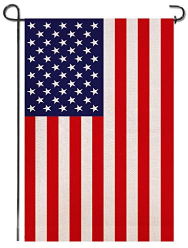 Shmbada Jute-Flagge, amerikanische 4. Juli, Gartenflagge, USA Stars and Stripes, patriotische US-Flagge, doppelseitig, perfekte Dekoration für den Außenbereich, Hof, Veranda, Rasen, 30.5 x 45.7 cm