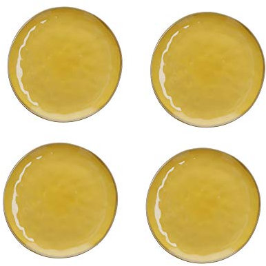 Set di 4 Piatti Concerto Rose e Tulipani 20cm - Giallo ocra