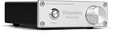 Dilvpoetry Phono Box MM Phono préampli pour Platine Vinyle préamplificateur Audio phonographe préampli Phono amplificateur Mini amp(Argent)
