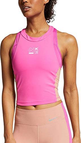 Nike W NP Srf SPT Tank, Maglietta Donna, Fucsia (Laser Fuchsia)/Oro Rosa/Bianco, S