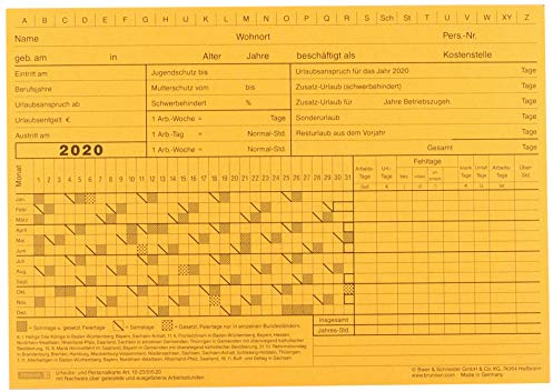 Brunnen 102351520, Urlaubs- und Personalkarten, A5 quer, Karton, Orange, 100 Stück