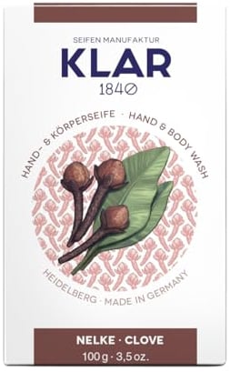 Klar Seifen Nelkenseife 100g, Cosmos zertifiziert (palmölfrei), geeignet für normale Haut, Seife 10965