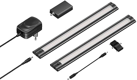 ledscom.de Smarte LED Unterbau-Leuchte SIRIS schwarz matt, WLAN-Controller flach,Smart-Home, Alexa-fähig, je 30cm, je 368lm, warmweiß, 2er Set