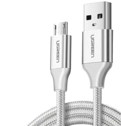 UGREEN 2.4A USB-A & Micro USB Geflochtenes Daten- und Ladekabel, 2 Meter, Weiß, 60153