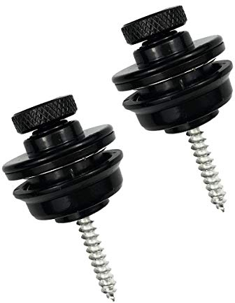 Deolven Gitarrengurt Schloss,Gitarrengurt Knöpfe 2 Pack Metal Gitarrengurt Taste Gitarrengurt Endknopf mit Befestigungsschrauben für Akustik Klassische E-Gitarre Bass Ukulele Schwarz