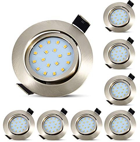 HiBay 8er Ultra Flach LED Einbaustrahler Einbauspots Neutralweiß 5W Deckenstrahler 230V Edelstahl 72mm-78mm Gebürstet Einbauleuchten 40° Schwenkbar