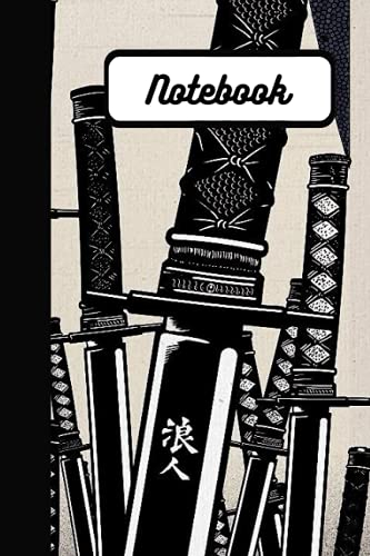 Notebook: cute white and black katana notebook blank lined journal