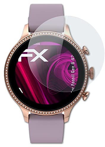 atFoliX Lámina Protectora de plástico Cristal compatible con Fossil Gen 6 42mm Película Vidrio, 9H Hybrid-Glass FX Protector Pantalla Vidrio templado de plástico
