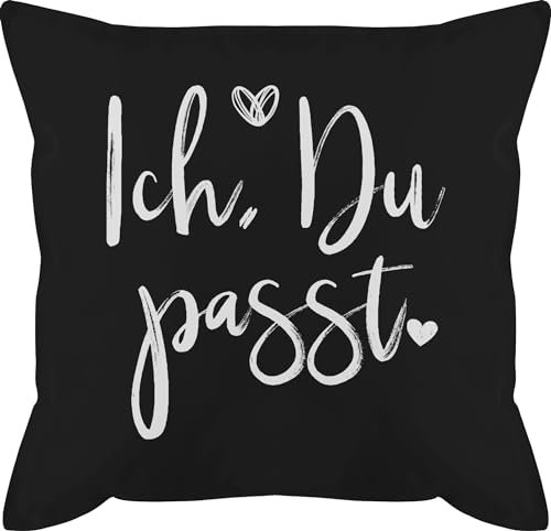 Kissen 50x50 - Valentinstag Partner Ideen - Ich Du Passt - 50 x 50 cm - Schwarz - partnerkissen pärchen geschenke walentinstag für ihn männerkissen partnerpillow liebes geschenk liebe boyfriend