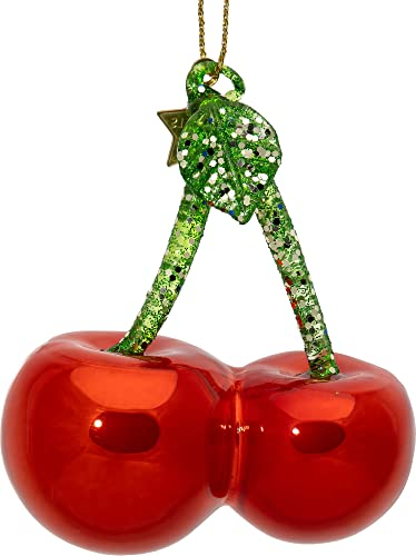 SIKORA Kirsche besondere Weihnachtskugel Glas Christbaumschmuck Deko Figur Weihnachten Anhänger Ornament - Trend Line - BS529